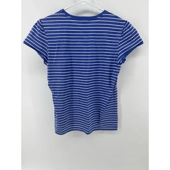Ralph Lauren Sport Striped Pony Top T Shirt Womens L Blue White - Picture 5 of 8
